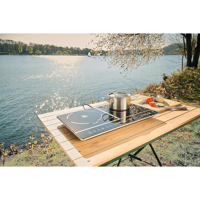 Подвійна конфорка SEVERIN індукційна для кухні, офісу або кемпінгу, високоякісна плита, кемпінгова плита на дві каструлі, чорна, 3,400 Вт, DK 1031 подвійна конфорка одинарна