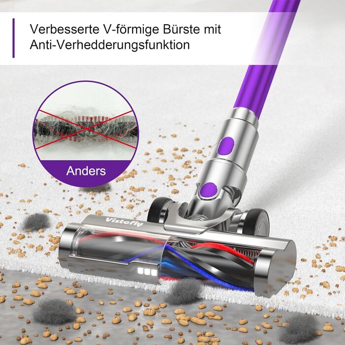 Акумуляторний пилосос Vistefly V15s Max Акумуляторний пилосос 45000 Па, 580 Вт з сенсорним екраном 8 в 1 Автоматичне виявлення пил