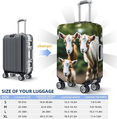 Чохол для валізи Ziegen, міцний захист, підходить для багажу розміром 45.7-81.3 см, малий, Чорний