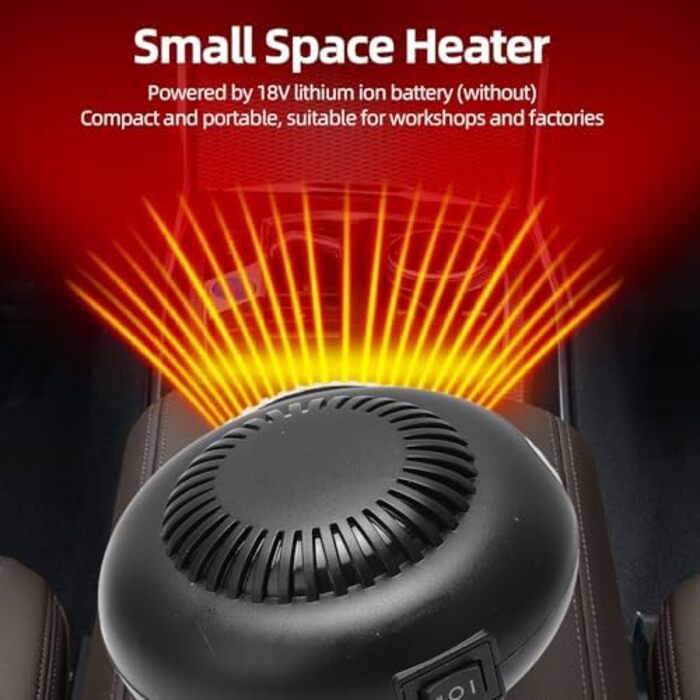 Обігрівач на батарейках, 170 Вт для приміщень з 2 температурними режимами, міні-персональний обігрівач, сумісний з літій-іонними акумуляторами 18 В BL1815 BL1820 BL1530