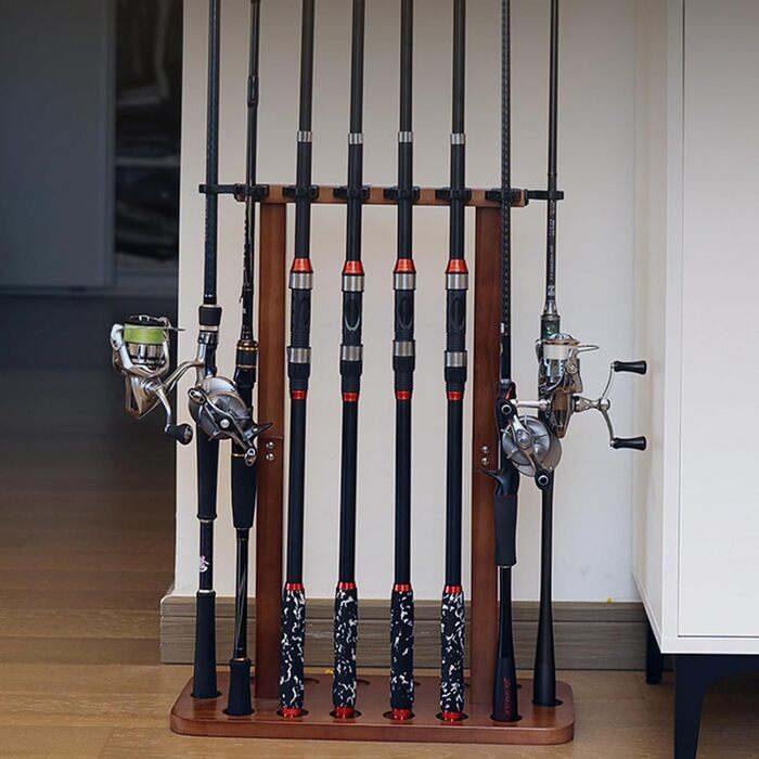 Тримач для вудок, підставка для вудок для гаража, підлогова підставка, вертикальний тримач для зберігання вудок, органайзер для риболовлі