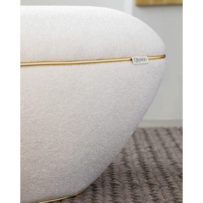 Великий пуф/табурет з м&39якої ведмедевої тканини білого кольору, сучасний, квадратний, зручний для вітальні, спальні, оздоблення зі штучної шкіри золотого кольору, висота приблизно 43 см, колір білий.