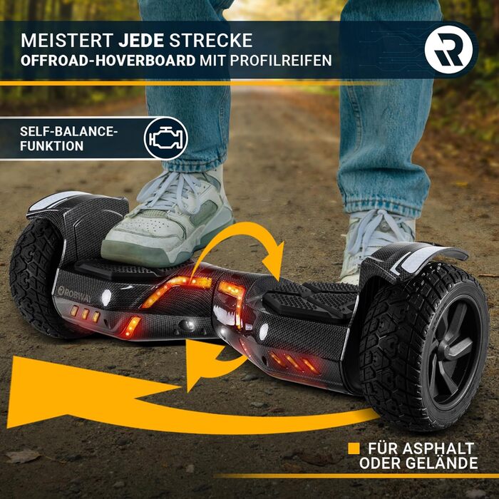 Гідроцикл Robway X2 Гідроцикл D ARBON для дітей, підлітків та дорослих - керування через додаток - 2 двигуни по 350 Вт - самобалансування - Bluetooth (X2 Navy Camo, Offroad)