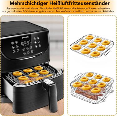 Стійка для фритюрниці Cosori, 304 2-шаровий дегідратор з нержавіючої сталі Решітка для гриля Аксесуари для COSORI 5.5L XXL, COSORI 6.4L, Instant Vortex 5.7 л, Proscenic 5.5L Аерофритюрниці Аерофритюрниці