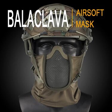 Балаклава Airsoft Mesh Mask Ninja Style Повний захист обличчя Балаклава Капюшон з сітчастою маскою для Cs Військова гра, полювання, пейнтбол зелений