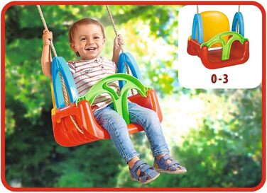 Гойдалка 3 в 1, мотузка попередньо змонтована, висота гойдалки приблизно 120 см, ширина сидіння 28 см, жовтий/синій/червоний/зелен