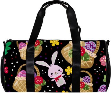 Спортивна сумка, маленька дорожня сумка, сумка для йоги, великодні яйця з кроликами, барвисті квіти, сумка для фітнесу на відкритому повітрі, ручна поклажа