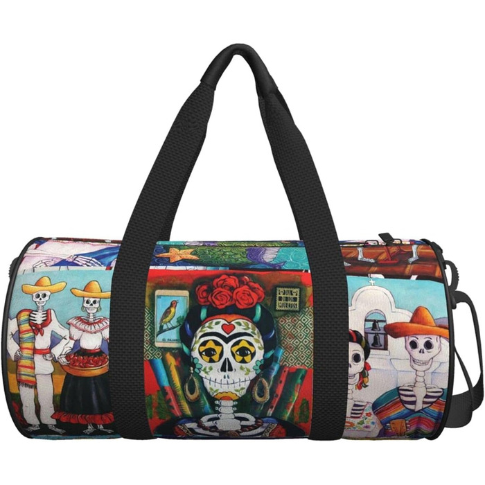 Сумка-мішок День Мертвих, спортивна сумка для фітнесу та подорожей, велика дорожня сумка для покупок, сумка на нічліг та на вихідні для жінок та чоловіків
