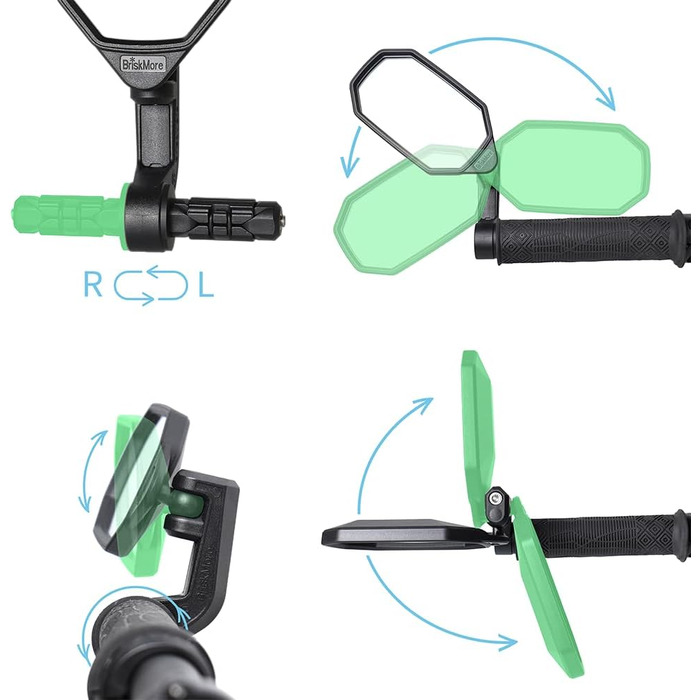 Велосипедні дзеркала BriskMore на торці керма, опукла скляна лінза високої чіткості для керма електровелосипеда, стійка до подряпин, безпечний задній вид, 1 пара велосипедних дзеркал BT-022 (праве та ліве) A срібна лінза 1 пара