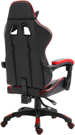 Ігрове крісло Owox, чорно-червоне, зі штучної шкіри, 61,5 x 68 x 115-122 см, регульована висота, ергономічне, для домашнього офісу, 61,5 x 68 x (115 - 122) см (Д x Ш x В), червоне