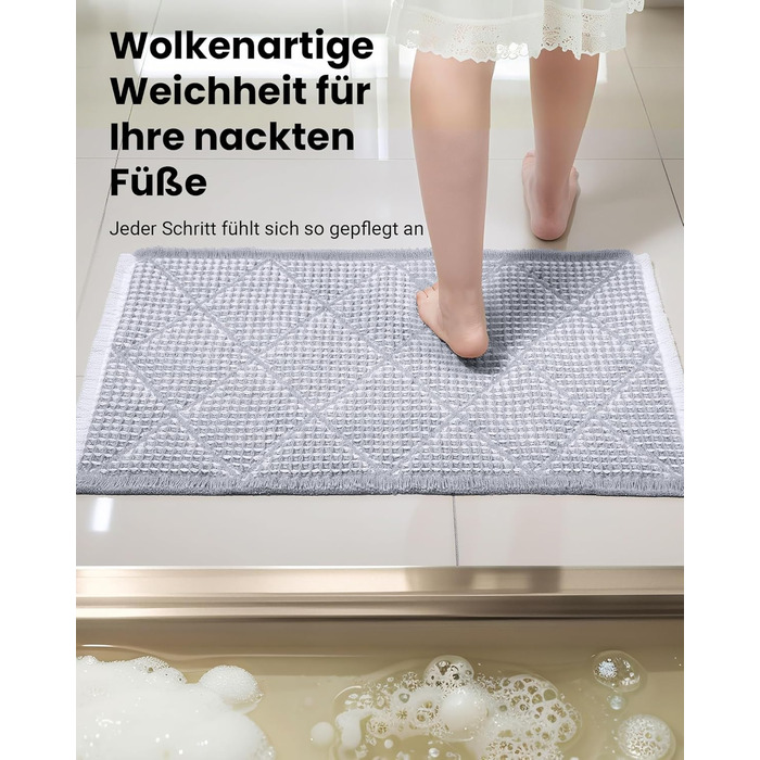 Великий комплект килимків для ванної кімнати з 2 предметів, нековзний килимок для ванної, що миється, сірий килимок для ванної, килимок для ванної в стилі бохо, ромбічні килимки для ванної кімнати, декор для пральні, 51 x 120 см килимок для ванної 46 x 77