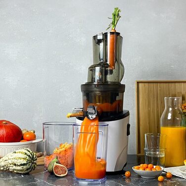 Соковижималка Kuvings REVO830 Slow Juicer - електрична соковижималка з потужним двигуном для цілих фруктів і овочів, потужність 240 Вт (чорний матовий)