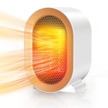 Енергозберігаючий вентилятор-обігрівач, PTC вентилятор-обігрівач, тихий керамічний нагрів, регульована постійна температура, невеликий портативний вентилятор-обігрівач, захист від перегріву та перекидання, для офісу, дому, гуртожитку, білий