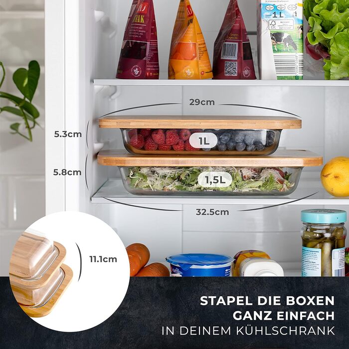 Дерев&39яна сервірувальна дошка Exitoso, скляні контейнери для холодної нарізки для холодильника, набір з 2 шт. , штабелюються - купол для сиру, коробка для ковбас, контейнери для зберігання продуктів, контейнер для зберігання сиру, коробка для ковбас - к