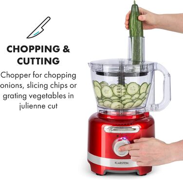 Багатофункціональний блендер Підставка Міксер Подрібнювач Кухонна терка Соковижималка Кухонний комбайн, 1000 Вт, Безступінчастий, 6 режимів, без BPA, 3 літри, 3 л мірний стакан, лопатка, червоний