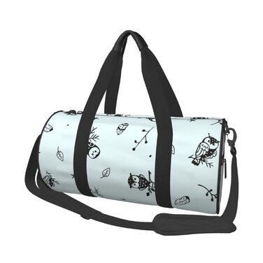 Дорожня сумка-циліндр Сова та листя, спортивна сумка для чоловіків та жінок, сумка для подорожей та спорту