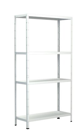 Система полиць SCHULTE з 4 полицями PowerMAX, вантажопідйомність 65 кг, 180x80x40 см (ВxШxГ), білий, полиця для зберігання, полиця для майстерні, полиця для підвалу, полиця для гаража, металева полиця