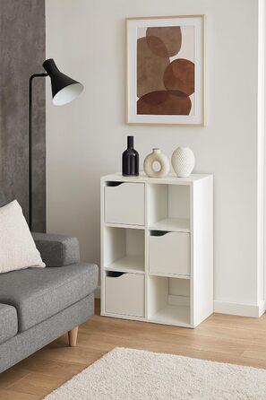 Книжкова шафа, Дитяча полиця, Полиця для іграшок, Дитяча гардеробна Біла книжкова шафа з 6 полицями, Рішення для зберігання Дитяча кімната, вітальня та офіс 59,5x29x89,5 см