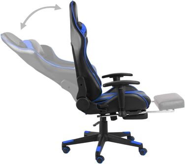 Ігрове крісло, обертове крісло, офісне крісло, з підставкою для ніг, синє, ПВХ