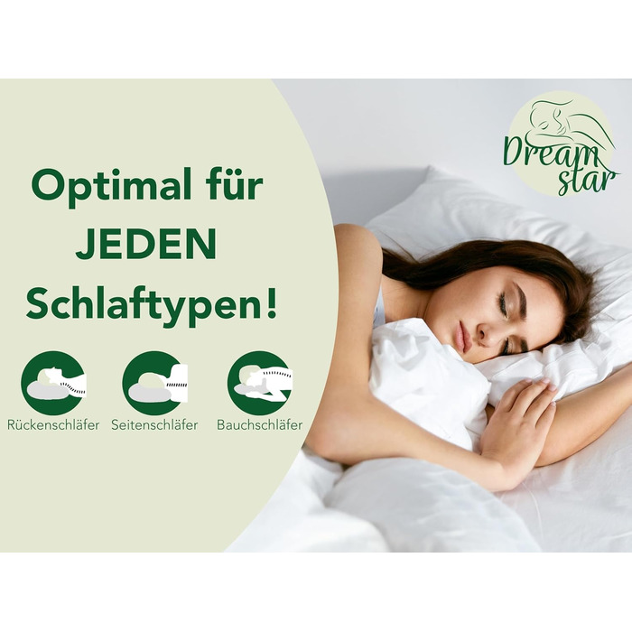 Подушка DREAMSTAR 40 x 80 см Комплект з 2 шт. Преміальний наповнювач для подушки 650 г Жорстка подушка з регульованою блискавкою Можна прати при температурі до 60 градусів Підходить для алергіків 40 x 80 см Преміум додатковий наповнювач, 2 шт., 40 x 80 см