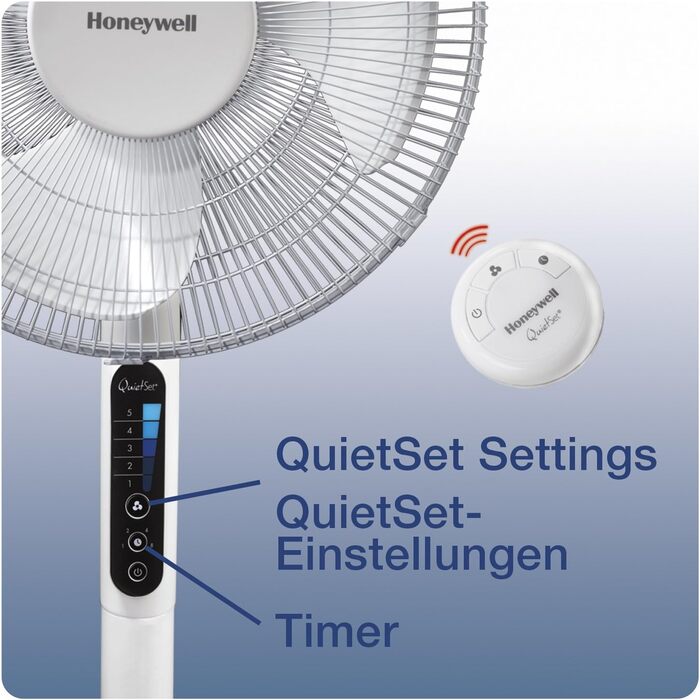 Вентилятор на п'єдесталі Honeywell Advanced QuietSet (5 налаштувань швидкості, функція таймера, коливання 70, регулювання висоти,