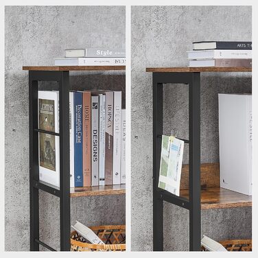 Рівнева полиця, книжкова шафа, окремостояча полиця з 6 відділеннями, для вітальні, спальні, кабінету, кухні, 33 x 120 x 80 см, вінтажний коричнево-чорний LLS104B01 33 Г x 120 Ш x 80 В см Вінтажний коричневий чорнильний, 2-