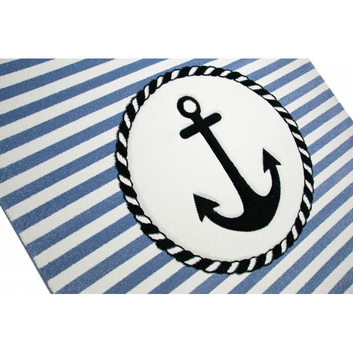 Килимок дитяча дитяча кімната для хлопчиків якір морський синій кремовий чорний розмір 200 х 290 см
