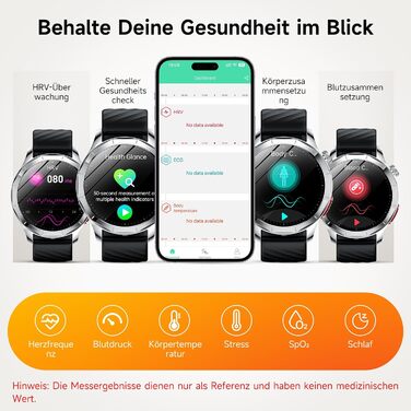 Новий смарт-годинник 2026 року для чоловіків з ЕКГ/ВСР/монітором батареї/ІМТ/сечовою кислотою, 1,43-дюймовий AMOLED-годинник для здоров&39я з 24-годинним зворотним тиском, SpO2, апное, монітором сну, екстреним викликом SOS, фітнес-годинник для Android/iOS