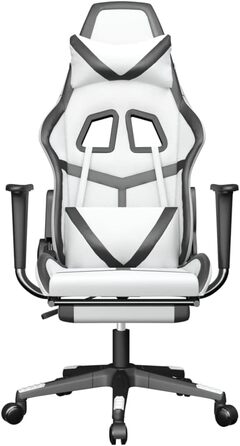 Геймерське крісло, офісне крісло, з підставкою для ніг, білий та чорний, штучна шкіра
