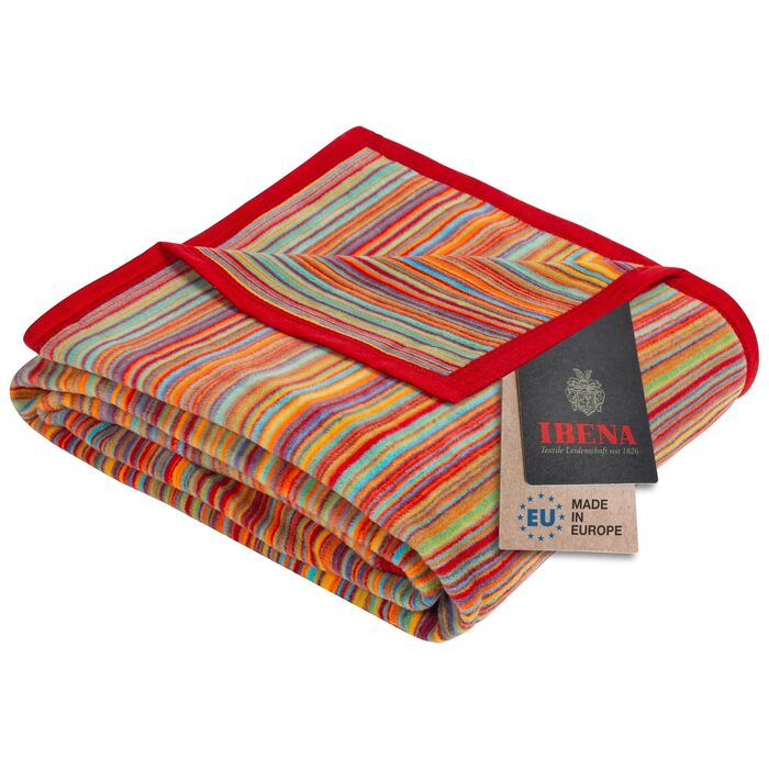 М&39яка ковдра Ibena Malang 100x150 см барвиста ковдра до колін, весела смугаста ковдра з високоякісної бавовняної суміші, м&39яка та приємно тепла 100 x 150 см. Барвиста
