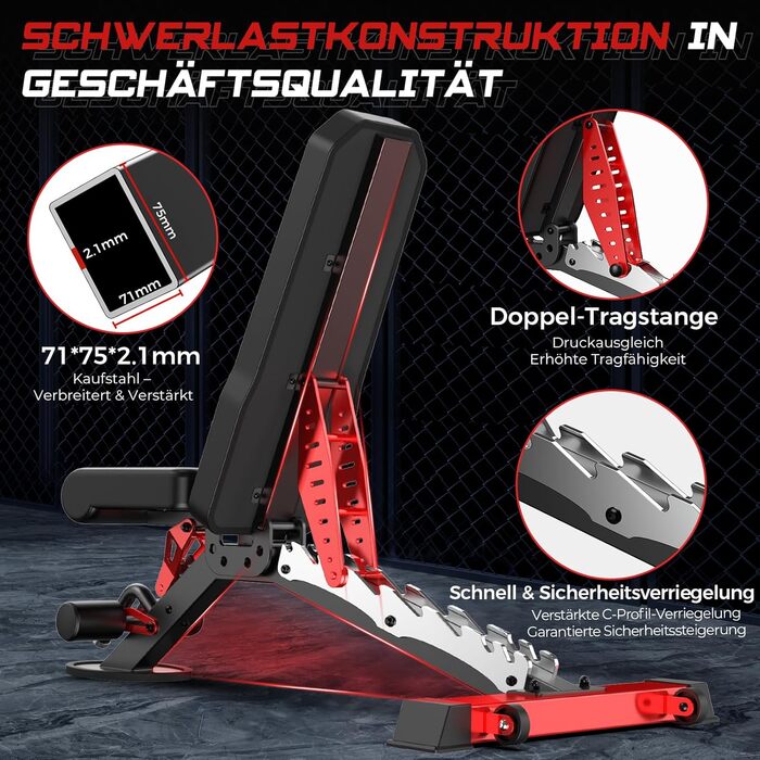 Лава для силових тренувань Pooboo, регульована лава для домашніх тренувань, вантажопідйомність 1500 фунтів, міцна лава для силових тренувань, положення горизонтальне/похиле/опущення для тренування всього тіла