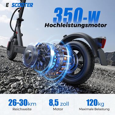 Електросамокат з дозволом на використання в дорожніх умовах, 10/8,5-дюймовий електросамокат, пікова потужність 500 Вт, максимальний запас ходу 40/30 км, подвійне гальмо та амортизація, підключення до додатку, складаний 3S, світлодіодне світло та світловід
