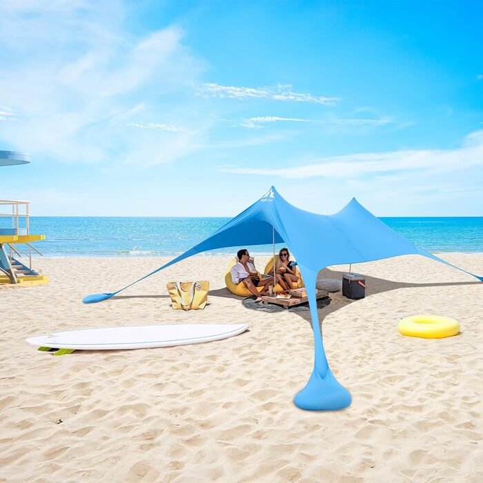 Пляжний намет Night Cat з лайкри, пляжний намет, сонцезахисний намет, захист від сонця, UPF 50 з мішком з піском, якорем для пляжного пікніка, риболовлі, кемпінгу, синього кольору, Pro 2,2,1 м