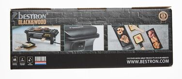 Раклет Bestron на 1 до 2 осіб, міні-настільний гриль з двома сковородами, двома дерев'яними скребками та двома підставками, 350 Вт, колір чорний