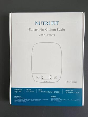 Цифрові кухонні ваги NUTRI FIT, ультратонкі, електронні багатофункціональні кухонні ваги, великий дисплей, пластикова платформа, 5