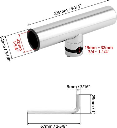Тримачі для вудок QWORK, 2 шт., поворотні на 360 - нержавіюча сталь 304 - кріпляться до рейок 1925 мм - для риболовлі на човнах та яхтах
