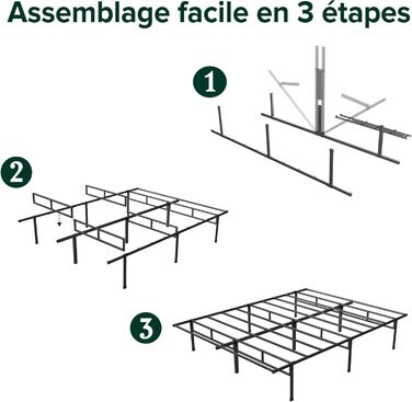 Ліжко Zinus Justin 140 x 190 см висота 36 см з місцем для зберігання під ліжком металева платформа чорного кольору