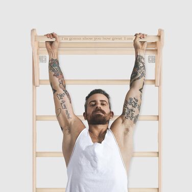 Настінна гімнастична драбина MAMOI для дорослих з гімнастичними кільцями та тренувальною ручкою, регульовані кільця для силових тренувань та розтяжки вдома, персоналізований дизайн