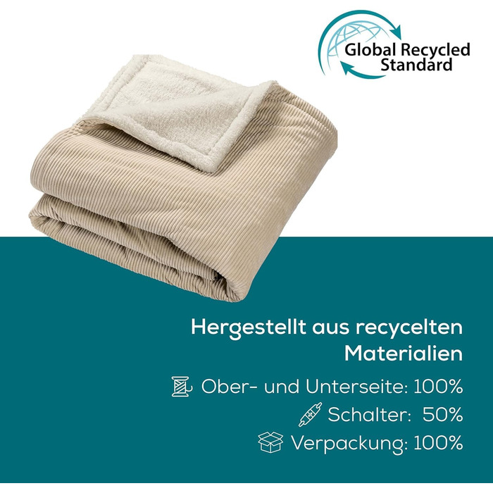 Ковдра Beurer HD 80 Cord бежевого кольору з підігрівом, м&39яка зігрівальна ковдра з 6 температурними режимами, з перероблених матеріалів, з автоматичним вимкненням та системою безпеки, м&39яка ковдра виготовлена з модної, м&39якої вельветової тканини.