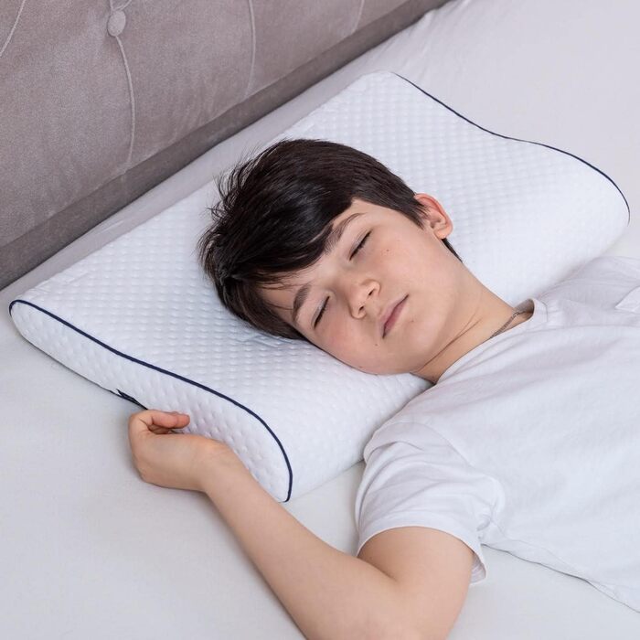 Ергономічна дитяча подушка 66x33 Oeko-Tex Memory Foam Flat дитяча подушка для дітей та малюків від 2 років (60 x 30 x 6/4 см)