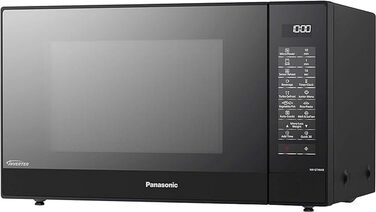 Мікрохвильова піч і гриль Panasonic NN-GT46KBSUG з поворотним столом, 31 літр, нержавіюча сталь, 1000 Вт, гриль 1100 Вт, 24 автоматичні програми, металева гриль, LCD дисплей, молодше меню, чорний