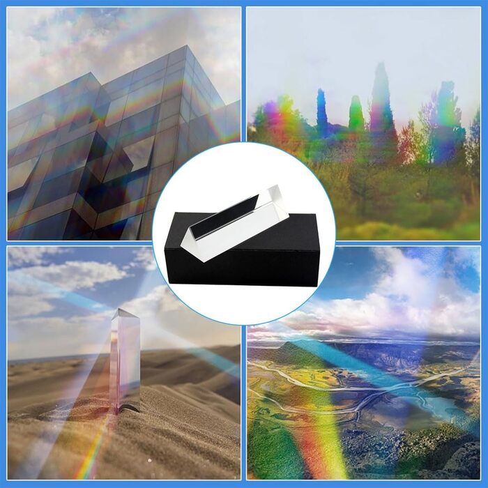 Оптичне скло з трикутною призмою, рефракторні трикутні призми, оптичне скло з трикутними призмами, спектрометр із фотографічною призмою K9, трикутна призма, кристалічна призма з трикутною призмою з подарунковою коробкою