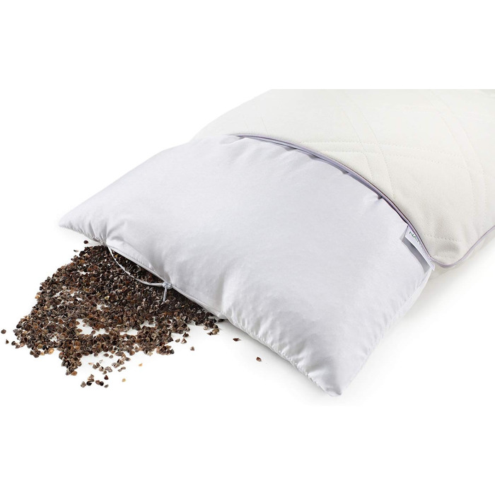 Гречана подушка для шиї 40x80 см, подушка для голови від болю в шиї, подушка для сну на боці з бавовняним чохлом, стьобана, гречана подушка для підтримки шиї 40 x 80 см