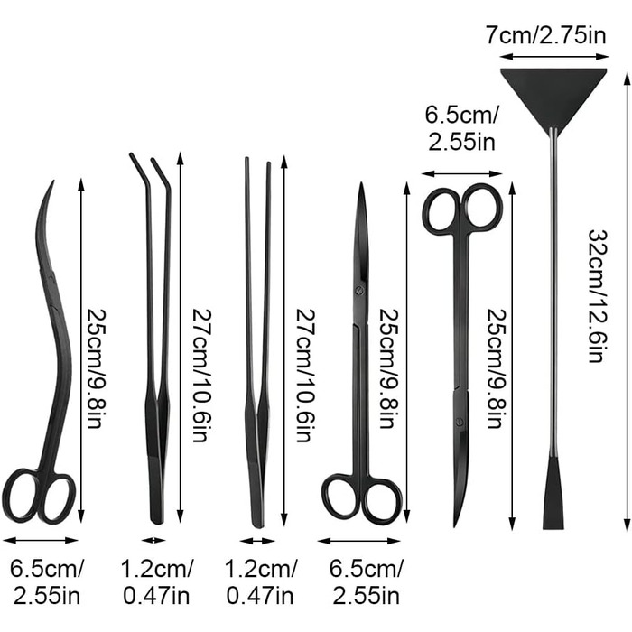 Набір інструментів DONGKER Aquascaping, 4/5/6 в 1 Інструменти для акваріумних рослин з нержавіючої сталі з ящиком для зберігання для догляду за рослинами та дизайну в акваріумах