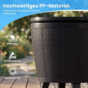 Вуличний всепогодний охолоджувальний стіл, бічний столик об&39ємом 38 л з підйомною кришкою, охолоджувач для напоїв для вечірок, саду, патіо (чорний)