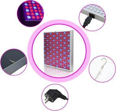 Світлодіодна лампа для рослин Lospitch 45 Вт, 225 червоних і синіх світлодіодів для вирощування рослин, освітлення рослин повного спектру для гідропоніки, кімнатного посіву овочів, наметів для вирощування та теплиць