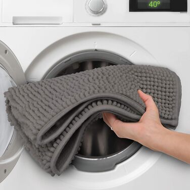 Килимок для ванної Beautissu з нековзним покриттям 70x120 см, шеніловий килимок для ванної, великий пухнастий килимок для ванної, нековзний килимок для ванної, що миється, килимок для ванної, килимок для душу, килимок для ванної, антрацитовий BeauMare WR 