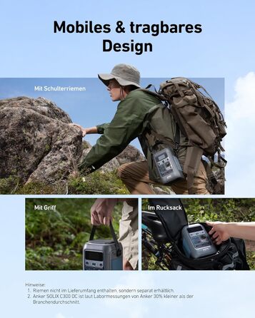 Зарядний пристрій постійного струму Anker SOLIX C300, акумулятор 288 Втгод для кількох пристроїв, акумулятор LiFePO4, сонячний генератор потужністю 300 Вт, для кемпінгу, активного відпочинку, подорожей, надзвичайних ситуацій (адаптер живлення не входить д