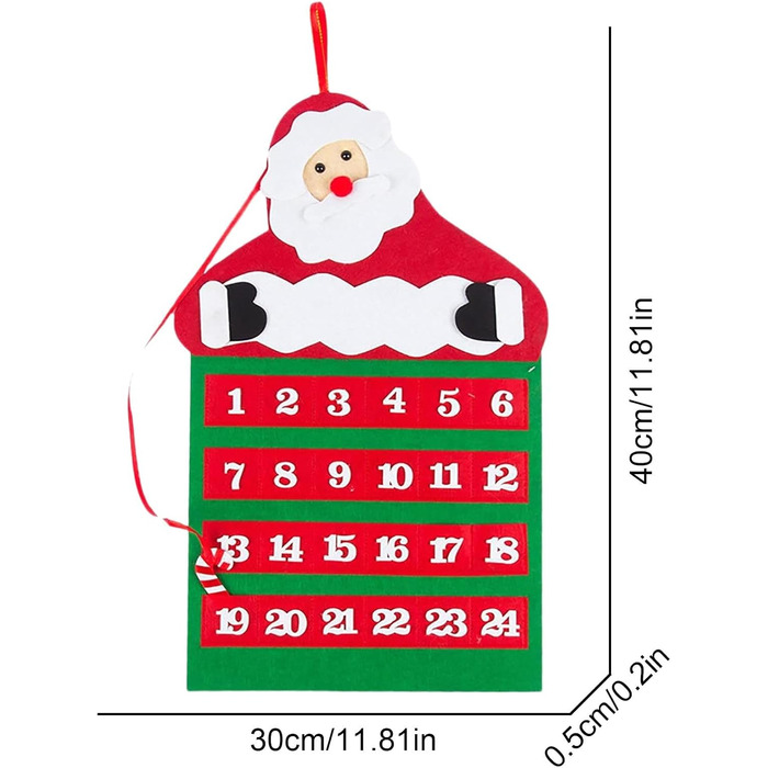 Тканинний адвент-календар з 24 кишенями Shenrongtong
