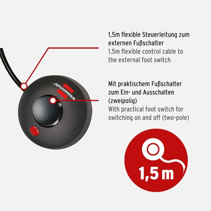 Вимикач Brennenstuhl Eco-Line Comfort, розетка на 6 розеток (розетка на 6 розеток з посиленим захистом від дотику, ножний вимикач